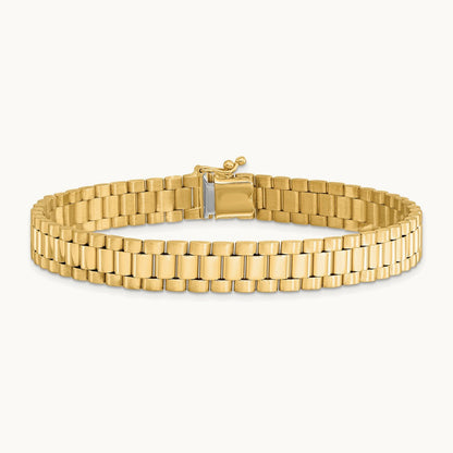 Men's Satin and Polished 8in Link Bracelet, 14K