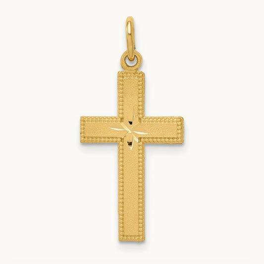 Diamond-cut Cross Pendant, 14K