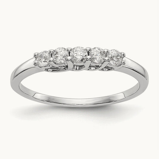 5-Stone Diamond Band, 14K White Gold