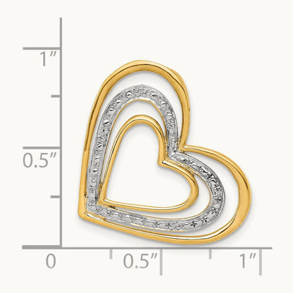 .01ct. Diamond and Rhodium Triple Heart Chain Slide, 14K