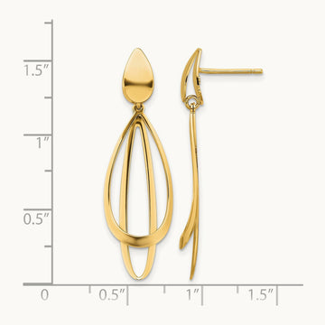 Polished and Brushed Post Dangle Earrings, 14K — Leslie's