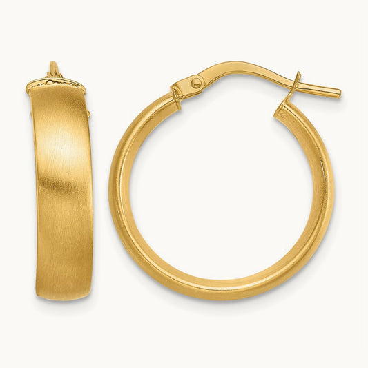 Small Satin Hoop Earrings, 5mm, 14K