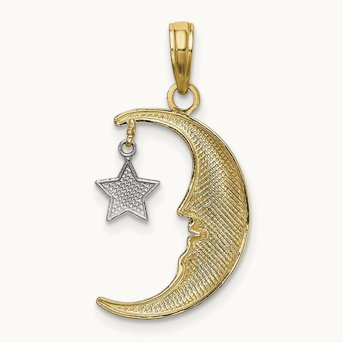 Half Moon w/Star Moveable Charm, 14K Two-tone