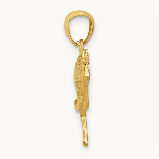 Textured Kangaroo Pendant, 14K Yellow Gold