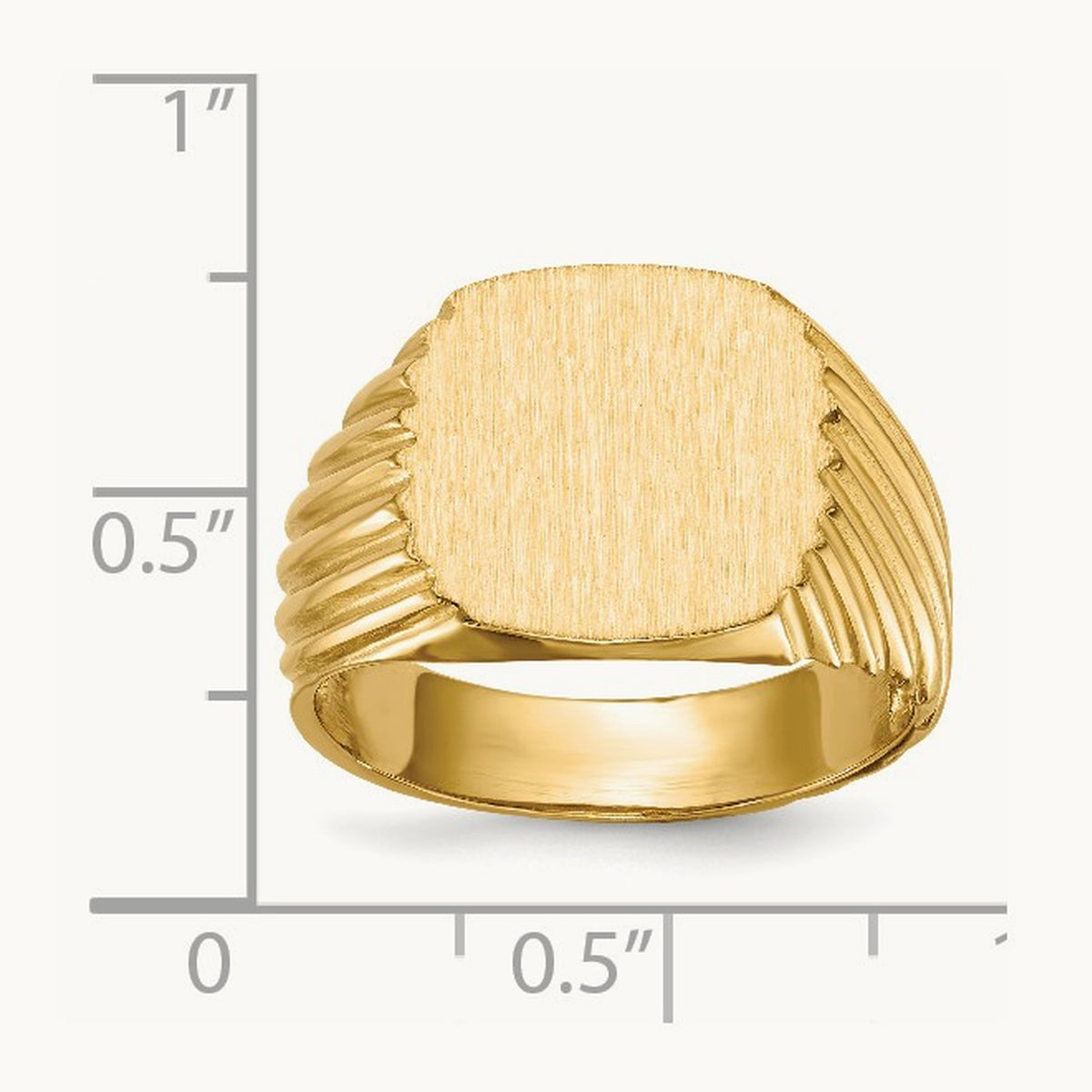 13.5x13.5 Open Back Mens Signet Ring, 14K