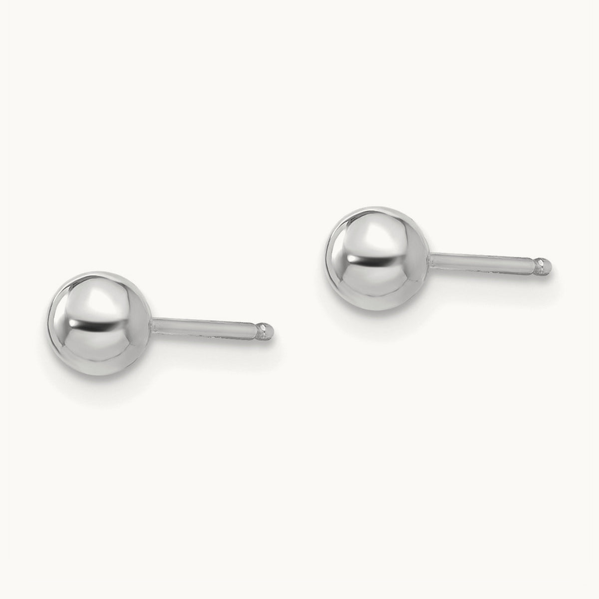 Polished Ball Post Earrings — 14K White Gold, 4mm