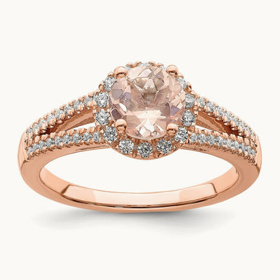 Morganite Halo Engagement Ring, 0.25 ct tw