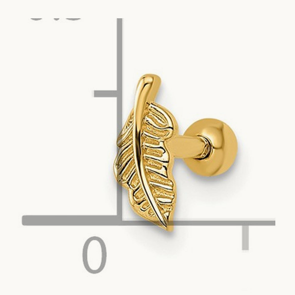 16 Gauge Leaf Labret Stud, 14K