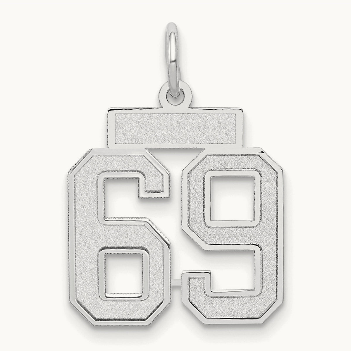 Small Satin Number 69 Charm, 14K White Gold