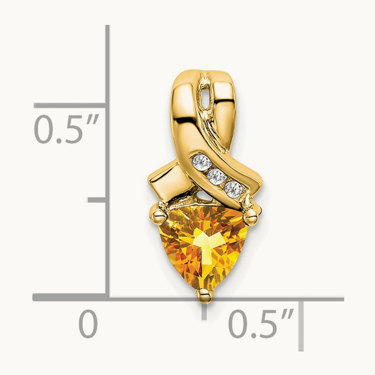 Trillion Citrine and Diamond Pendant — 14K Yellow Gold