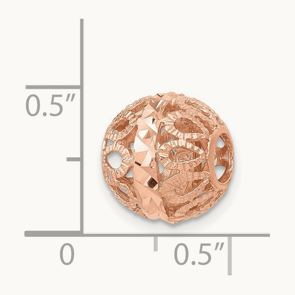 Diamond-cut Filigree Ball Chain Slide — 14K Rose Gold
