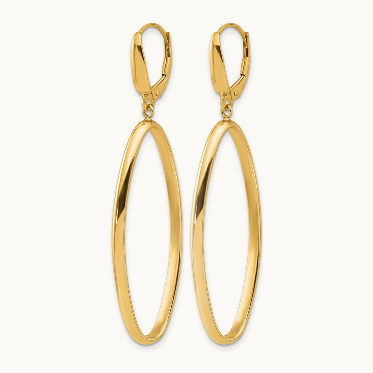 Polished Oval Dangle Leverback Earrings, 14K — Leslie's