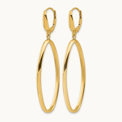 Polished Oval Dangle Leverback Earrings, 14K — Leslie's