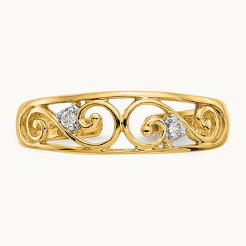 Diamond Scroll Toe Ring — 14K Yellow Gold