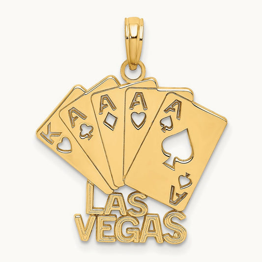 LAS VEGAS w/ Playing Cards Charm, 14K