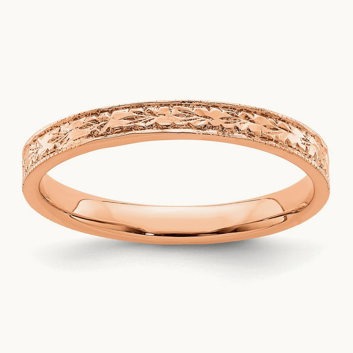 Polished Floral Band — 14K Rose Gold