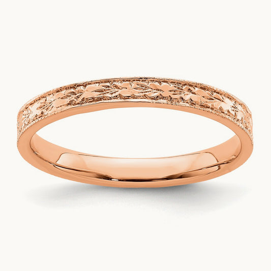 Polished Floral Band — 14K Rose Gold