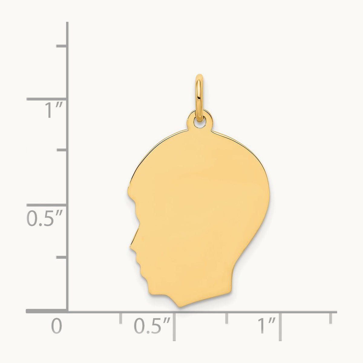 Plain Medium .035 Gauge Facing Left Engravable Boy Head Charm — 27mm