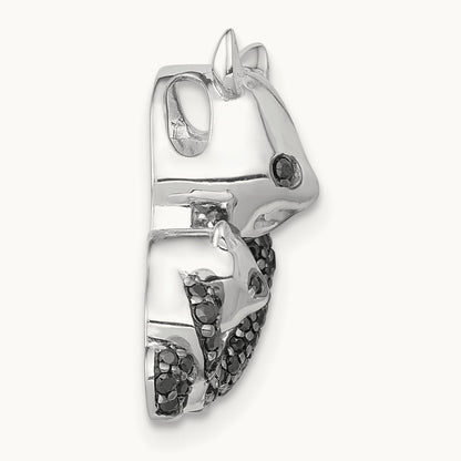 Black Diamond Pandas Chain Slide, 14K White Gold