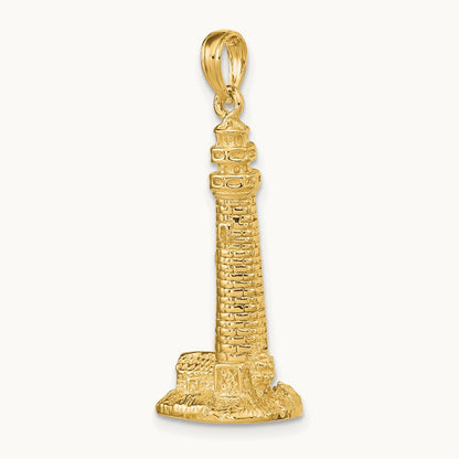 3D Cape May Lighthouse Charm, 14K