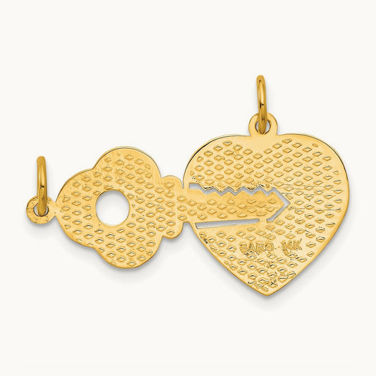 Polished 2 Piece Break Apart HE WHO HOLDS THE KEY Charms, 14K
