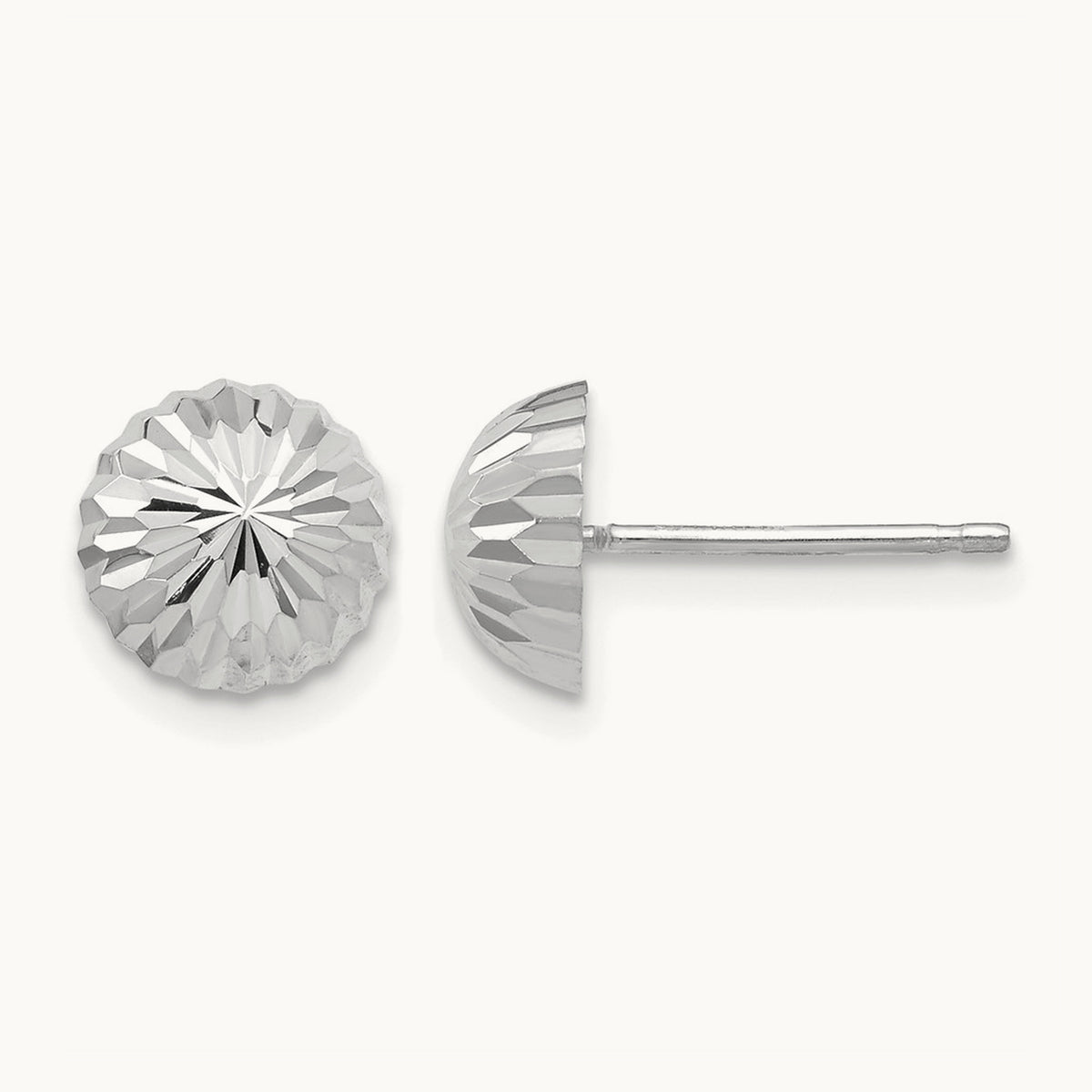 Polished & Diamond-Cut Half Ball Post Earrings — 8mm