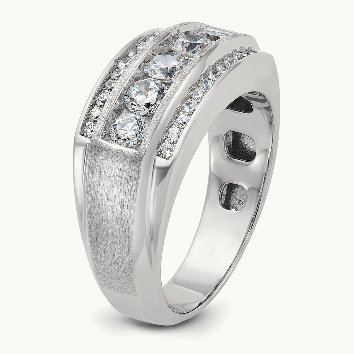 3 Row Men's Ring — 10K White Gold, 10
