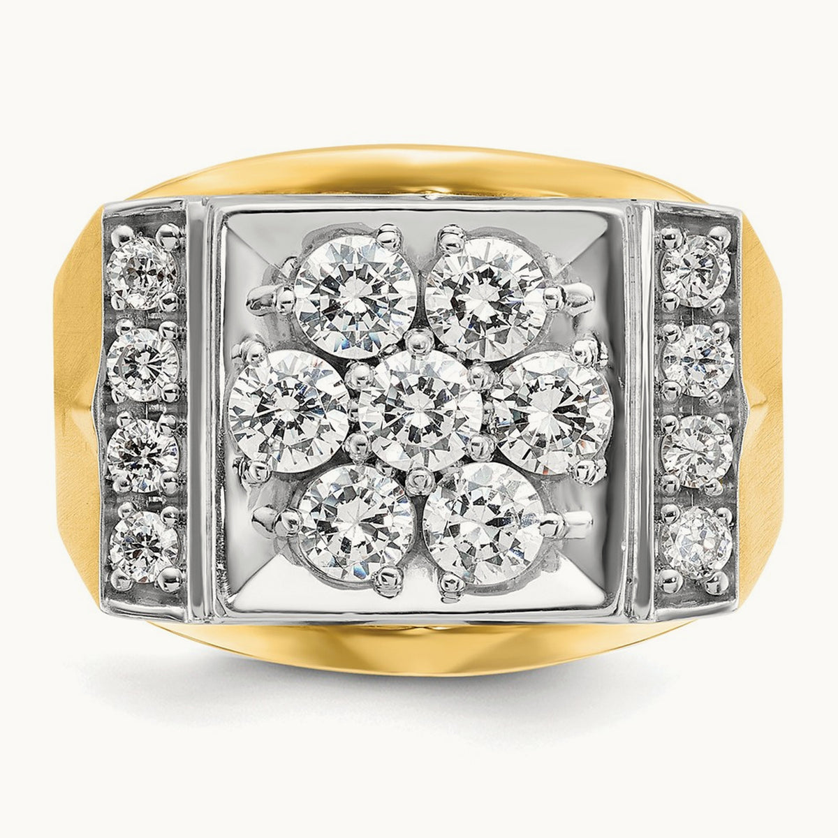 IBGoodman Men's Polished and Satin Diamond Cluster Ring, 14K Two-tone
