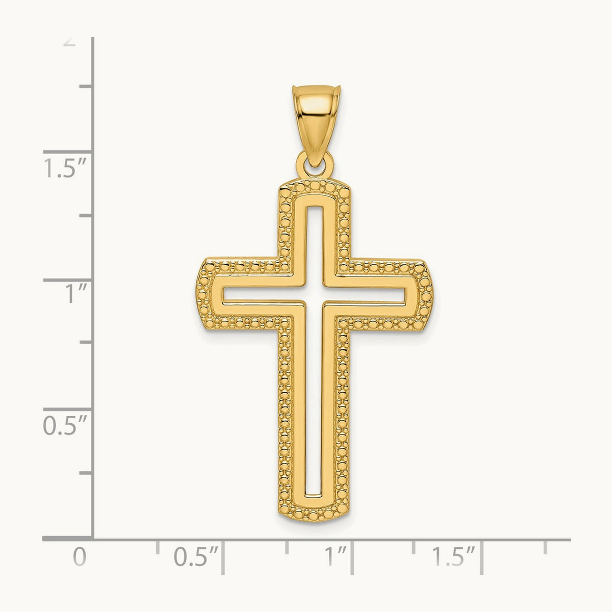 Beaded & Polished Cross Pendant — 44.33mm