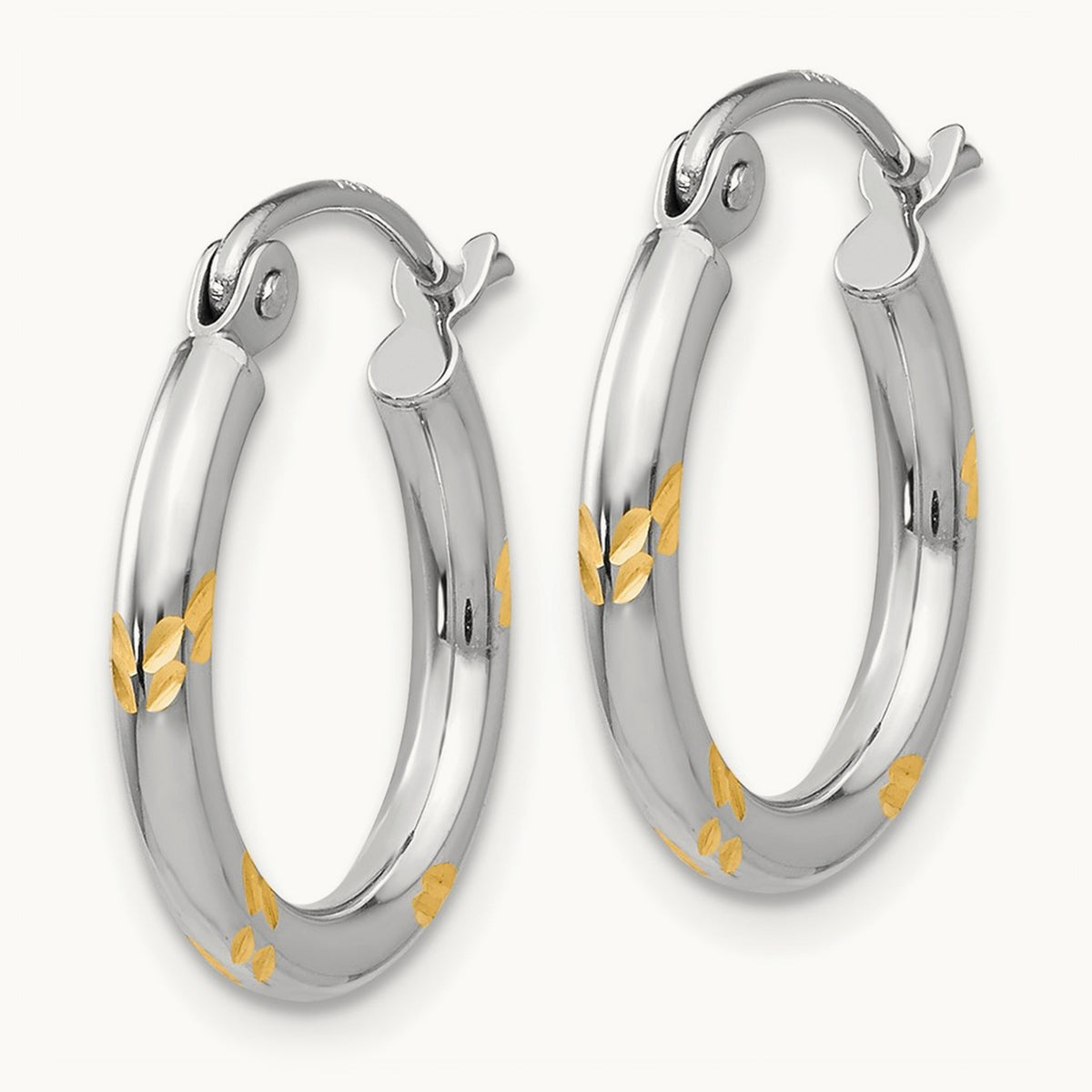 Diamond-cut Hoop Earrings with Yellow Rhodium — 12mm