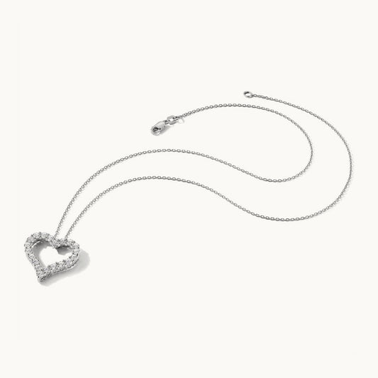 Diamond Heart 18 inch Necklace, 14K White Gold