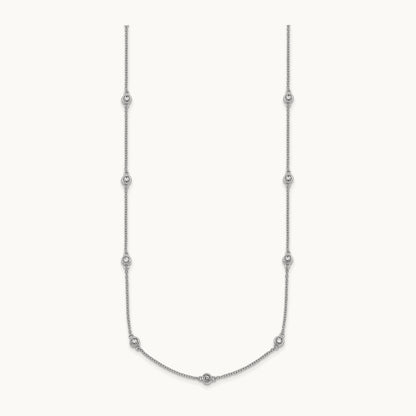 Diamond Station Cable Necklace, 14K White Gold