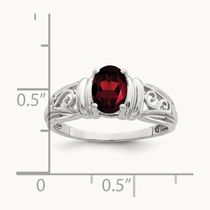 7x5mm Oval Garnet ring, 14K White Gold