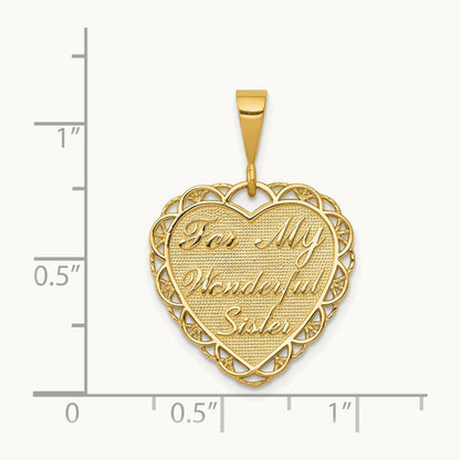 Reversible FOR MY WONDERFUL SISTER Charm, 14K