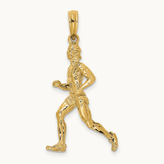 3-D Polished Runner Charm, 14K