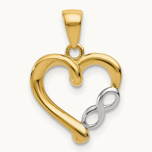 w/White Rhodium Infinity Heart Pendant, 14K