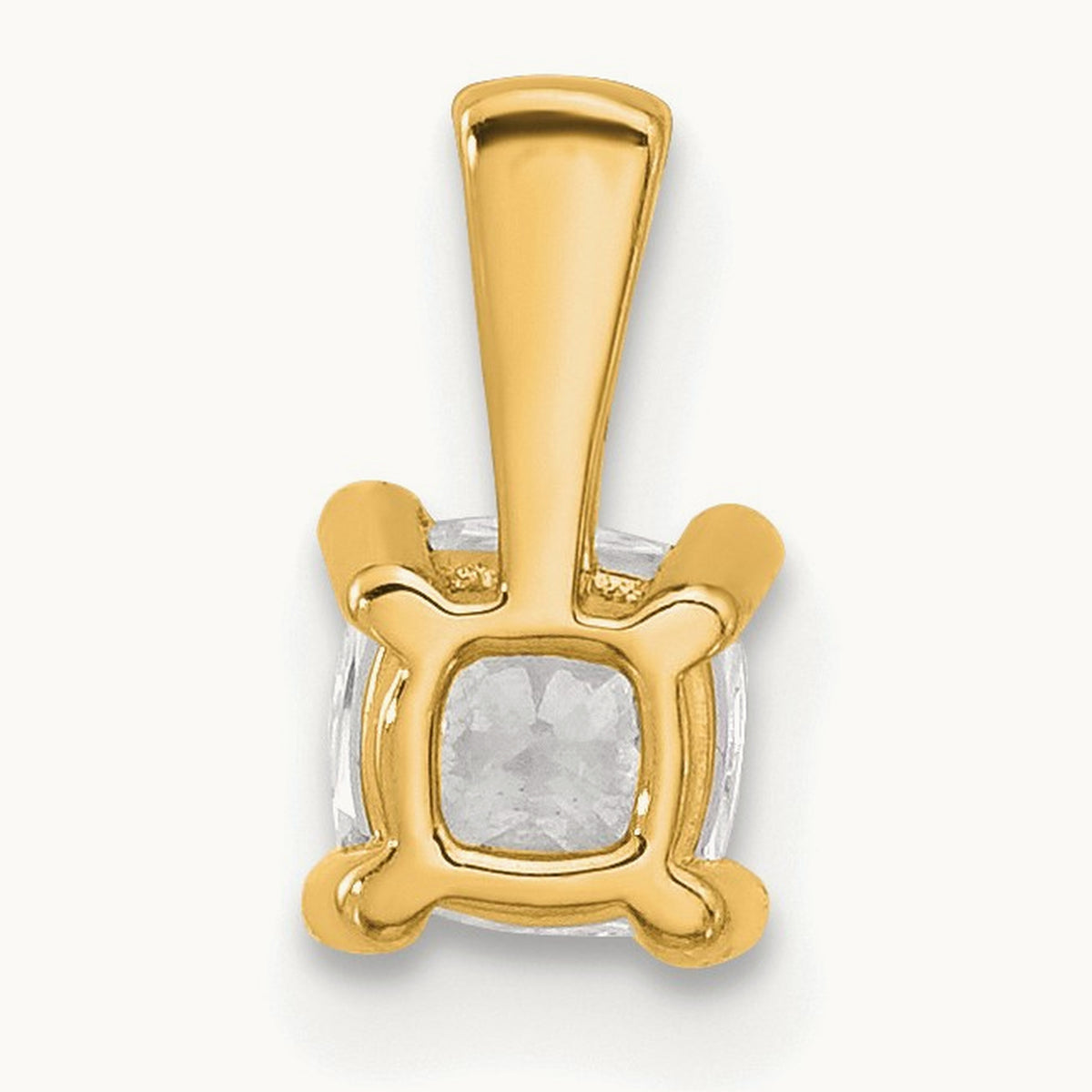 Cushion Four-Prong Pendant, 1/2-5 ct Lab-Grown Diamond — 14K Yellow Gold