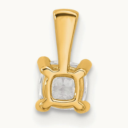 Cushion Four-Prong Pendant, 1/2-5 ct Lab-Grown Diamond — 14K Yellow Gold
