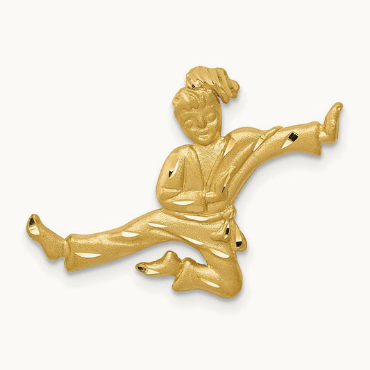 Satin Diamond-cut Open-Backed Karate Female Chain Slide, 14K