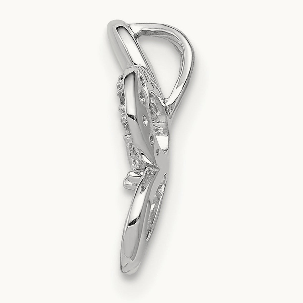 1/20ct. Diamond Round Petal Flower Chain Slide, 14K White Gold