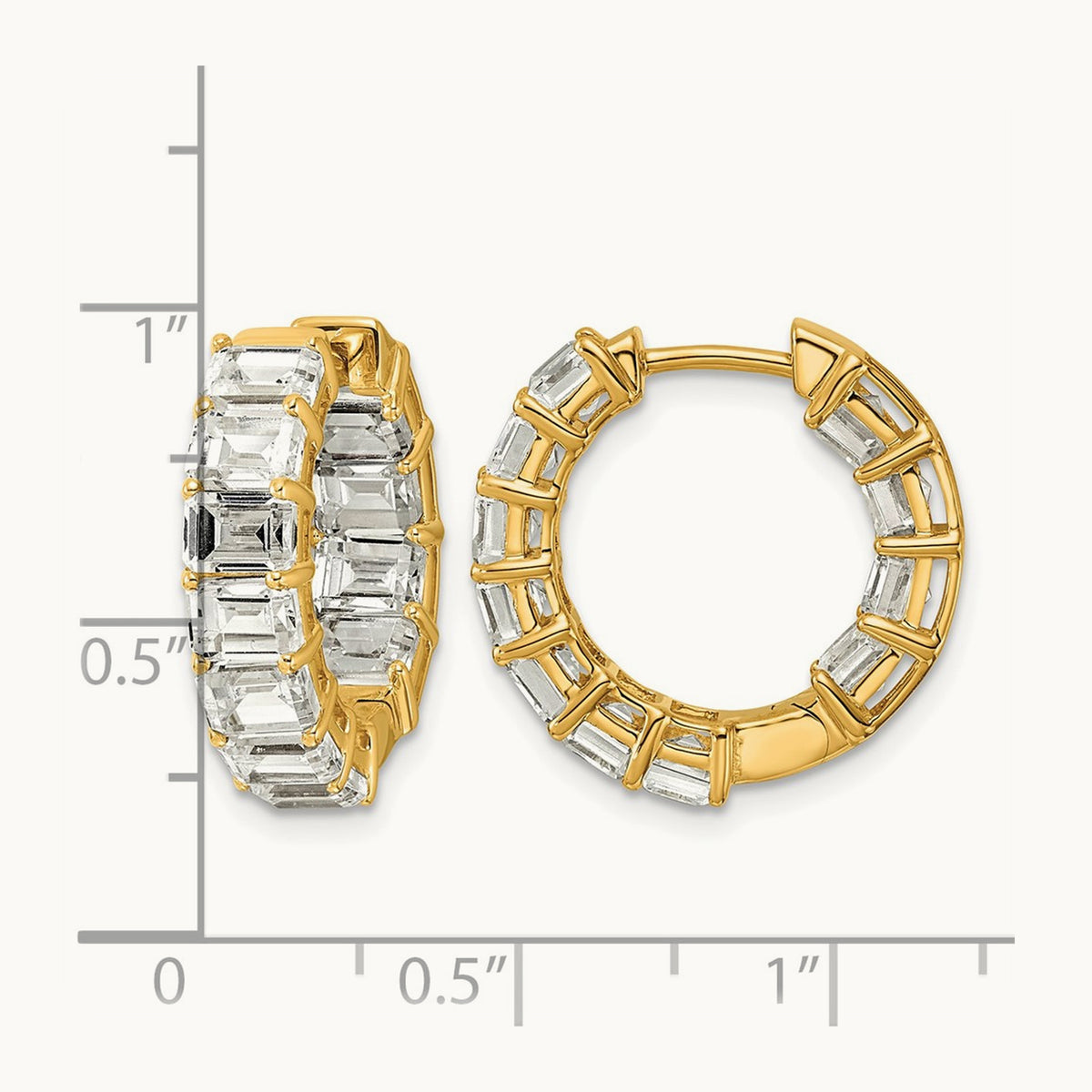 Emerald in/Out Hoop Earrings, 6.50 ct tw Lab-Grown Diamond