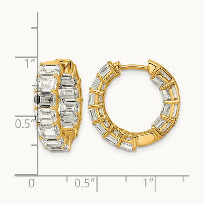 Emerald in/Out Hoop Earrings, 6.50 ct tw Lab-Grown Diamond