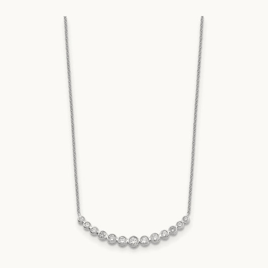 Diamond Curved Bar Necklace, 14K White Gold