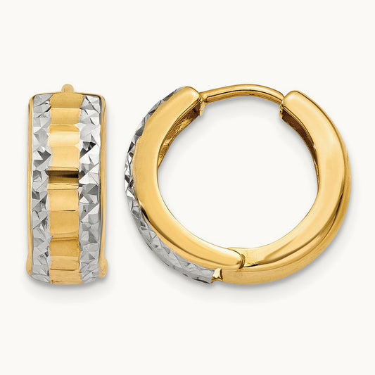 & Rhodium Hinged Hoop Earrings, 14K