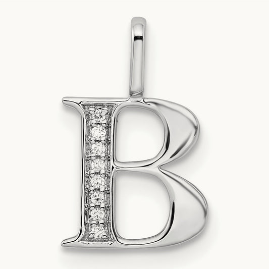 Diamond Letter B Initial Pendant, 14K White Gold