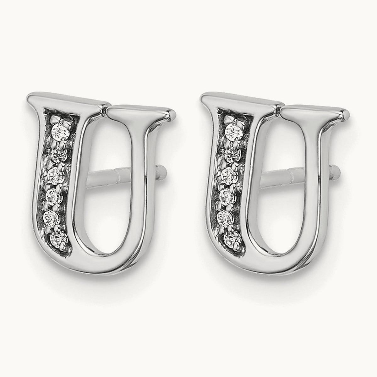 Diamond Earrings — 14K White Gold, 8mm, U