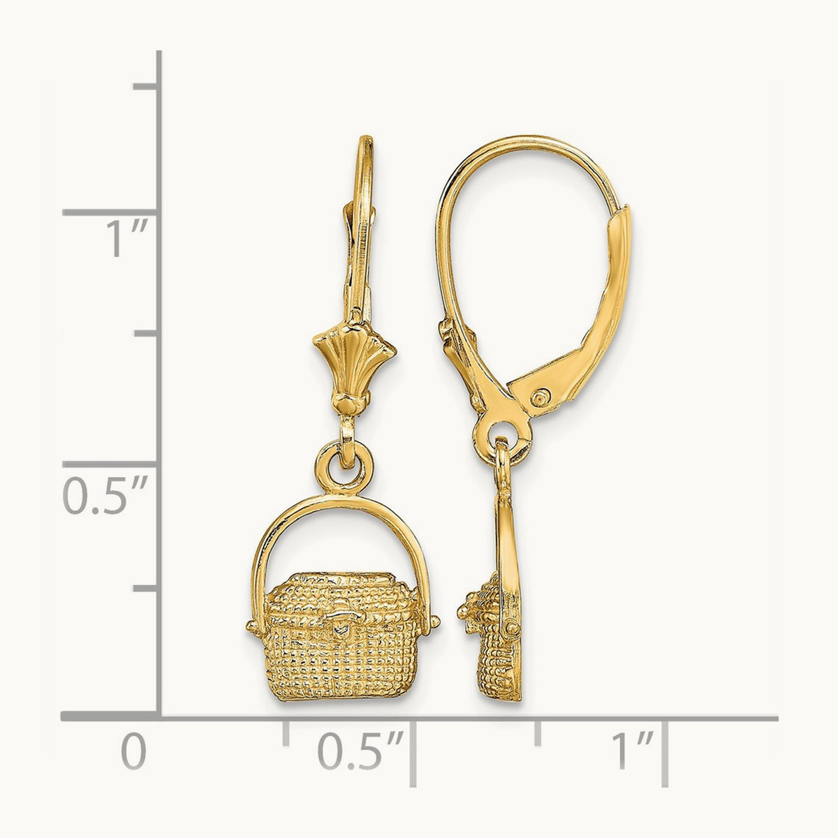 Nantucket Basket Leverback Earrings, 14K