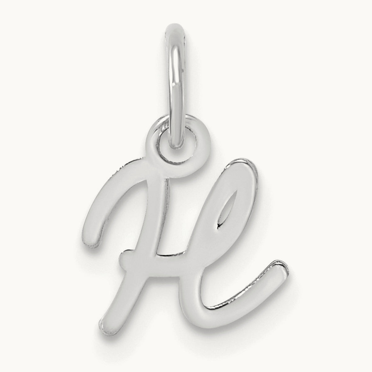 Uppercase Initial Charm — 14K White Gold, H