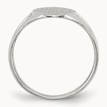 9.0x17. Closed Back Signet Ring, 0mm, 14K White Gold