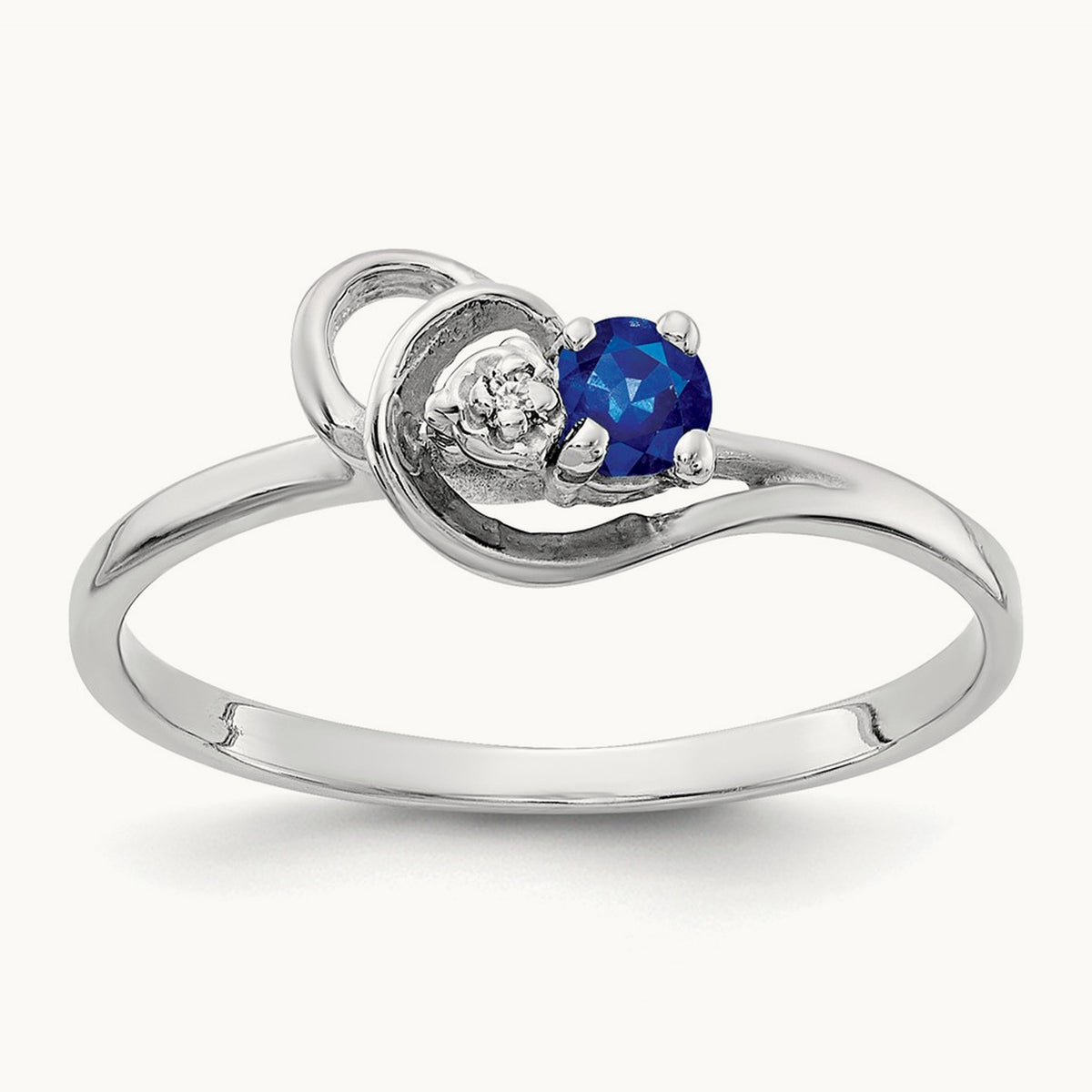 Sapphire AA Diamond ring, 3mm, 14K White Gold
